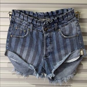 One Teaspoon Zephyr Outlaws striped denim shorts 24